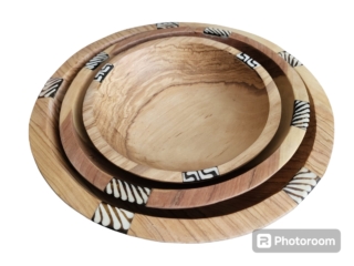 Schaal hout set van 3